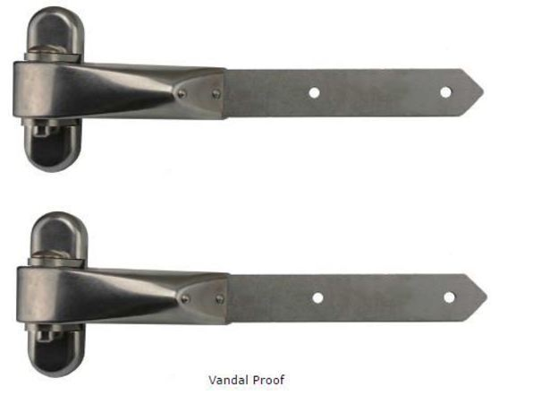 [HN650] Locinox Stainless Steel Strap Hinges For Timber Gates - 300x40mm, Reversible, Silver - Pair