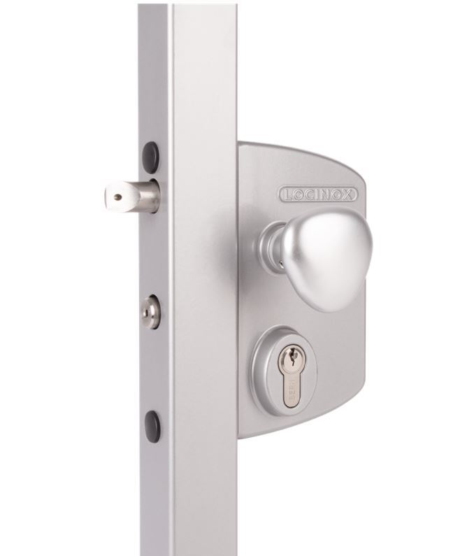 Locinox LEKQ Surface mounted electric gate lock with Fail Open for Square tube Adjustable 40-60mm - Silver