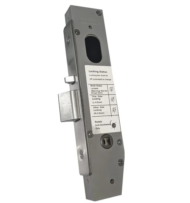 Lockton Oval Insert Mortice Lock - 50x50 Frame, 30mm Backset, Silver - For Swing Gates