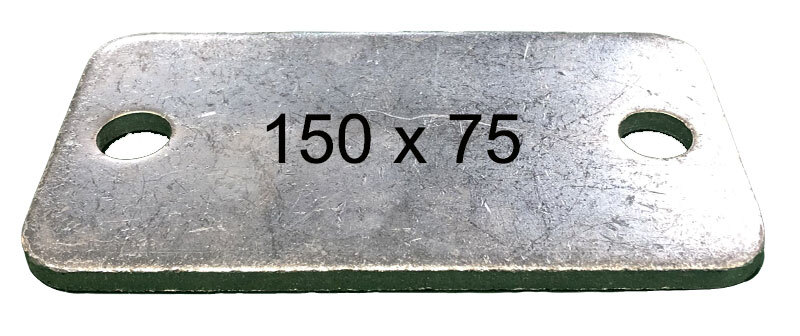 Rectangular Steel Base Plate, 150x75x5mm, 2 Holes