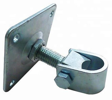 Zinc Plated Adjustable Swing Gate Hinge With Plate - 20mm Long 25NB Rounded Pin, 100x100mm Plate - Single - Strappy Hinge