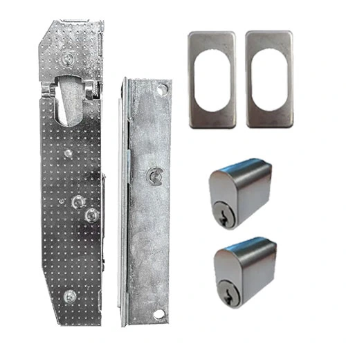 Handleless Oval Sliding Gate Lock - Complete Kit - 40x40 Frame, 20mm Backset, Silver