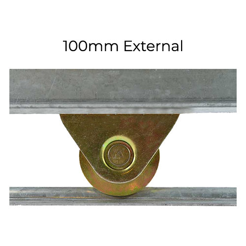[WH398] Zinc Plated Sliding Gate Wheel - 100mm U Groove External - Double Bearing