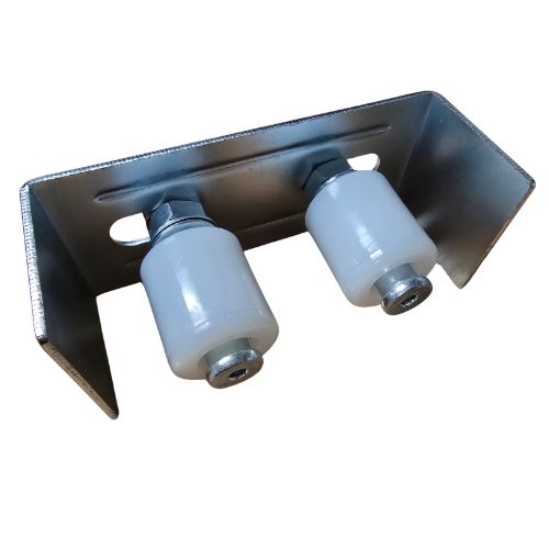 Sliding Gate Guide Roller Set - 165x60mm Silver Bracket, 40x45mm White Rollers