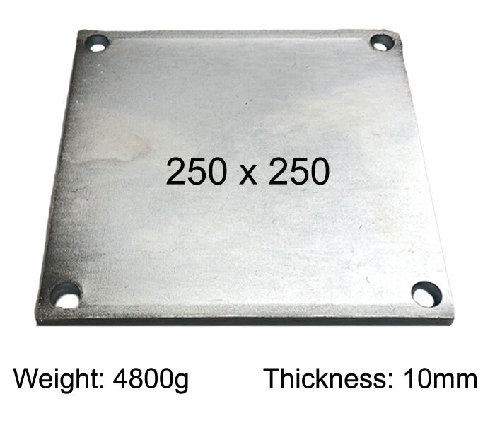[SE865] Square Steel Base Plate, 250x250x10mm, 4 Holes