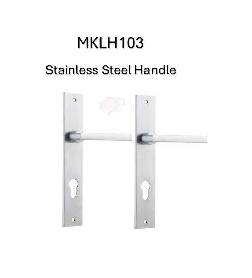[MKLH103] Insert Mortice Lock Handle Set - Euro, L Shaped - Stainless Steel in Satin Chrome Silver - Pair