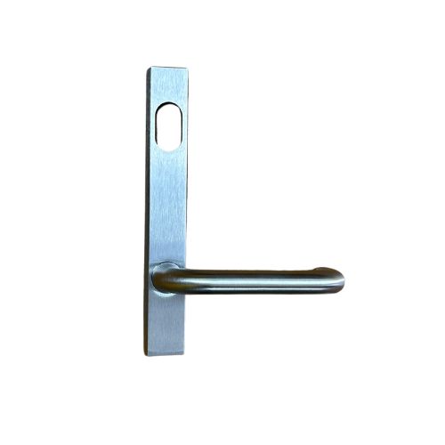 [MKLH416] Lever Handle For Narrow Mortice Lock - Oval Cylinder, External Plate - 304 Stainless Steel Satin Chrome Silver