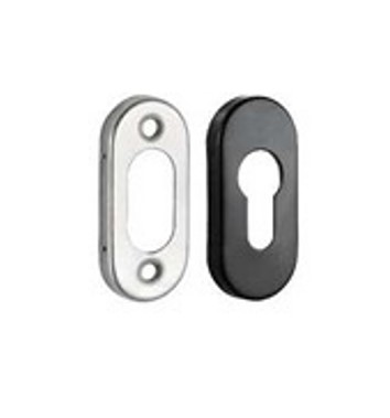 [MKLH207] Insert Mortice Lock Escutcheon - Euro, Pill Shape - Stainless Steel in Matt Black - Pair