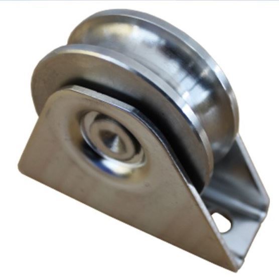 [WH391] Stainless Steel Sliding Gate Wheel - 90mm U Groove External - Double Bearing