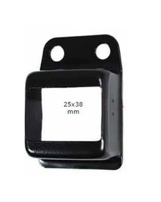 [BKRB461] Steel Fence Rail Bracket, 38x25mm Tube, Single Lug, 2 Hole - Black