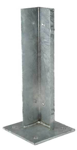 [SE200] Square Steel Base Post Insert: 50x50mm Post, 130x130x5mm Base, 4 Holes