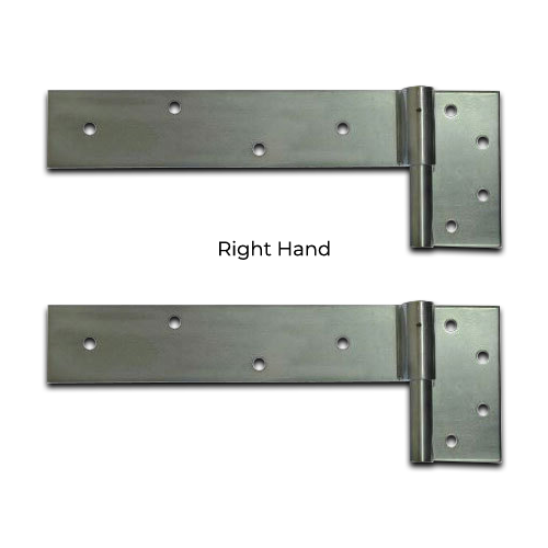 Zinc Plated Strap Hinges For Timber Gates - 16mm Pin, 300x50mm, RH, Silver - Pair