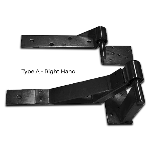 Residential Rising Gate Hinges - Type A, Black, RH Side - Pair