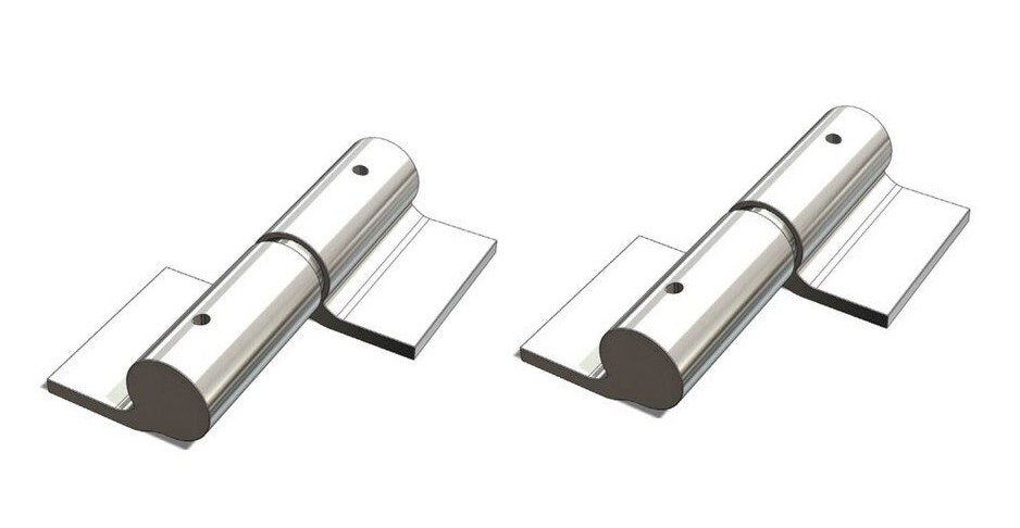 [HGHW195] Zinc Plated Weld to Weld Prison Hinges - 16mm Pin, LH, Silver - Pair