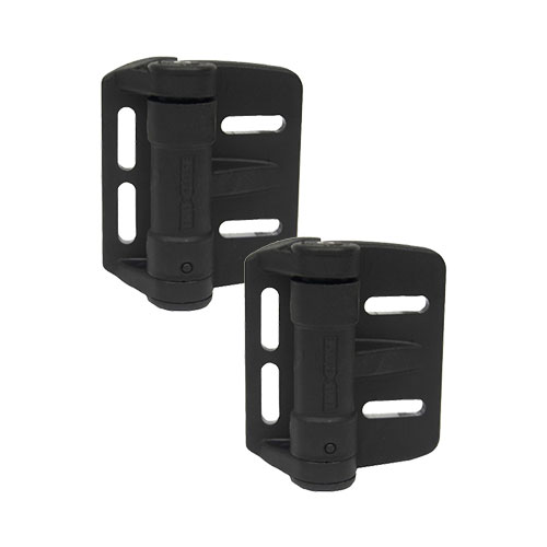 D&D TruClose Adjustable Square Self Closing Hinges - 25kg, Black, Mini Multi-Adjust, Two Legs - Pair