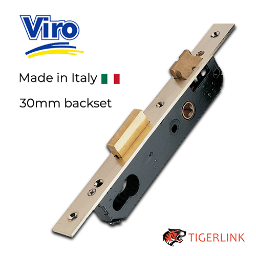 [MKLO155] Viro Euro Insert Mortice Lock - 50x50 Frame, 35mm Backset, Silver, Lock Bolt Only - For Swing Gates