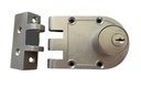 Double Cylinder Sliding Gate Lock  with Vertical locking Bolt and striker plate in satin chrome plate finish
