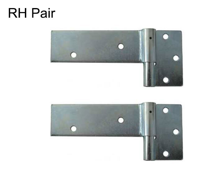 Zinc Plated Strap Hinges For Timber Gates - 16mm Pin, 200x50mm, RH, Black - Pair
