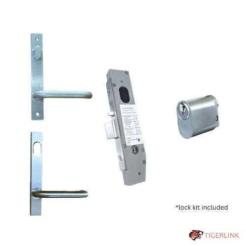 [MK542] Lockton ENTRANCE Kit Oval Insert Mortice Lock - Complete Kit - 50x50 Frame, 23mm Backset, Silver - For Swing Gates