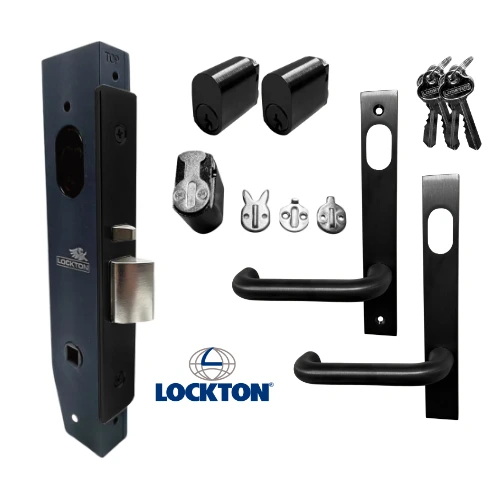 [MK541] Lockton Mortice Lock Kit in Black - 50x50 Frame, 23mm Backset