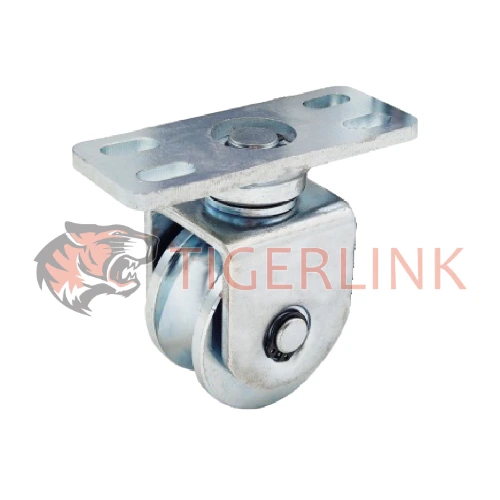[WH342] Zinc Plated Sliding Gate Wheel - 80mm U Groove External - Double Bearing, 360° Turn Plate