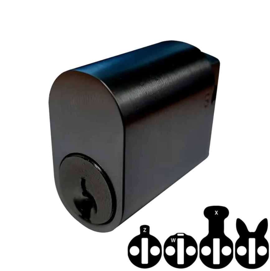 [KB357] Oval Key Barrel, 35mm Half Cylinder, Keyed Alike - Black