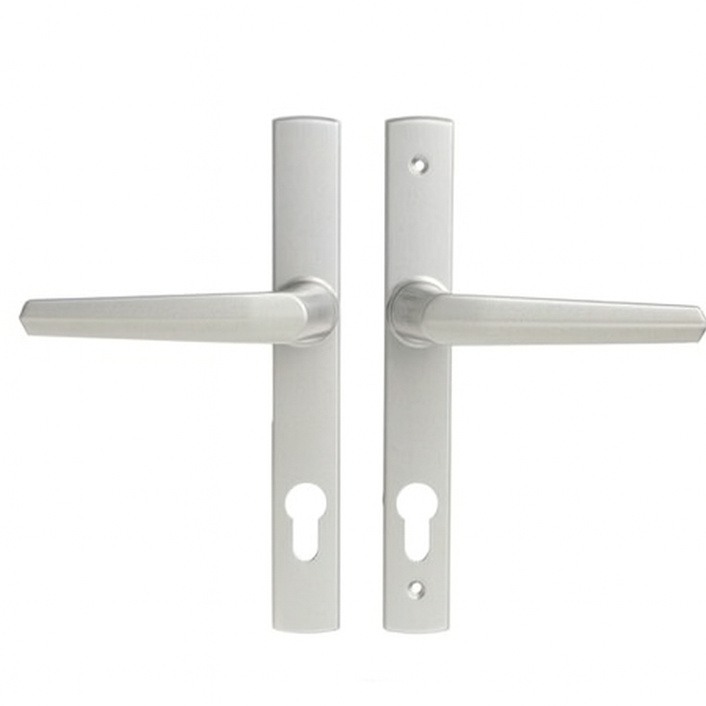 [MKLH112] Insert Mortice Lock Handle Set - Euro, L Shaped, Reversible - Aluminium in Silver - Pair