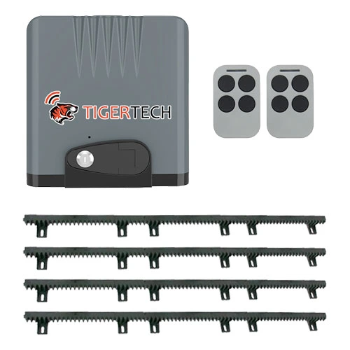 [GMSG036] TigerTech 1000kg Heavy Duty Sliding Gate Motor Kit with 2 Remotes & Battery Back up & App Wi-Fi Control - Waterproof IP44