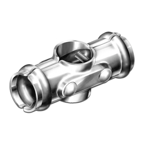 Galvanised Cross Fitting Tube Connector - 25NB x 25NB - Black