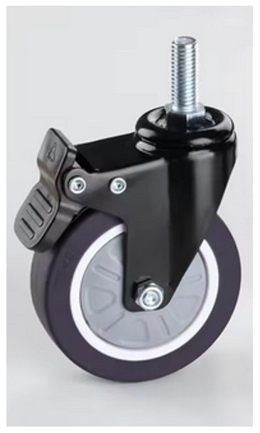 M10 Swivel Furniture Wheel Universal Rubber Mute Roller Brake Screw-In