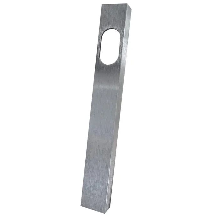 [MKLH420] Lever Handle for Narrow Mortice Lock - Oval Cylinder Hole only, External Plate,  Solid Brass Satin Chrome Silver