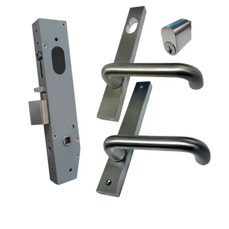 [MK545] Lockton Classroom Kit Oval Insert Mortice Lock - Complete Kit - 50x50 Frame, 23mm Backset, Silver - For Swing Gates